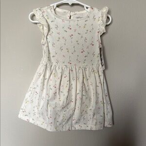 Carter’s Toddler Dress 18 Months Cream Floral Bloomer Included  NWT 100% Cotton